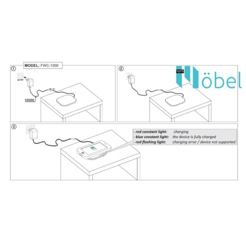 Vezeték nélküli töltő, 12V / 5V(1A)