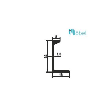 200026 Fogantyú profil, hátulról csavarozós, 3000 mm