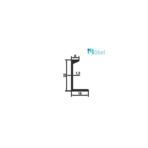 200026 Fogantyú profil, hátulról csavarozós, 3000 mm