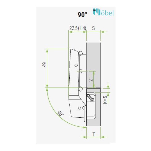FGV OMNIA L kivetőpánt, fék nélküli, pillér, talp nélkül