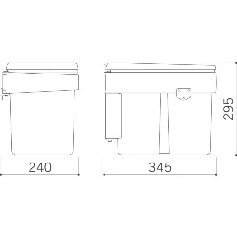 UP Ajtóra szerelhető, nyíló szemetes - 1x15l 
