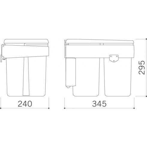 UP Ajtóra szerelhető, nyíló szemetes - 7+7l