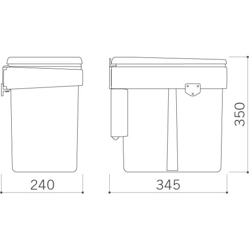 UP Ajtóra szerelhető, nyíló szemetes - 20l
