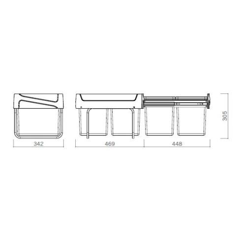 UP kihúzható szemetes - 15l+15l