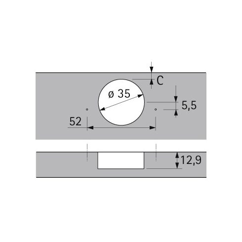 HETTICH SENSYS 8645i félig záródó fékes kivetőpánt, talp nélkül