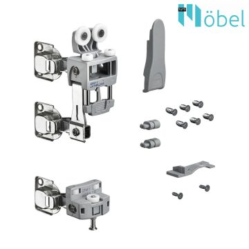   Hettich Wingline L görgőkészlet, 25 kg, bal szürke, Pull to move