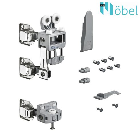 Hettich Wingline L görgőkészlet, 25 kg, bal szürke, Pull to move