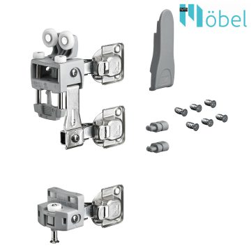   Hettich Wingline L görgőkészlet, 25 kg, jobb szürke, Push to move