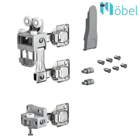 Hettich Wingline L görgőkészlet, 25 kg, jobb szürke, Push to move