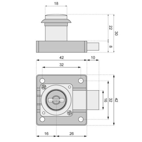 ATM ZB-300 -S1  cserélhető betétes kocka zár, egykulcsos rendszer
