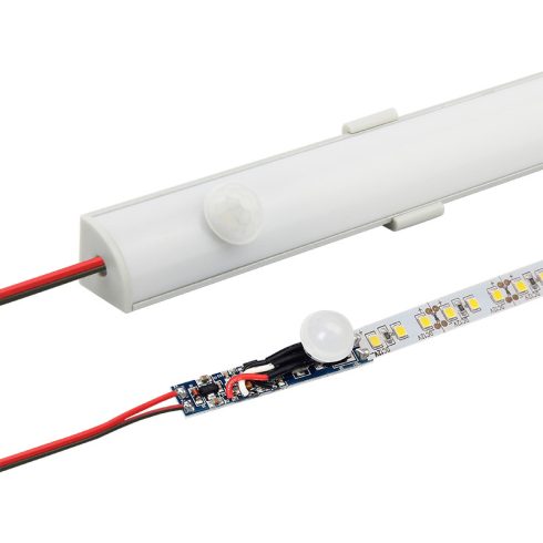 LED profilba építhető PIR mozgásérzékelős kapcsoló, állítható késleltetés 6-70 mp