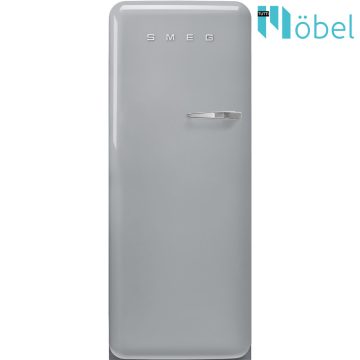   SMEG retro hűtő/fagyasztó, ezüst színű, bal oldali pánt, D energiaosztály