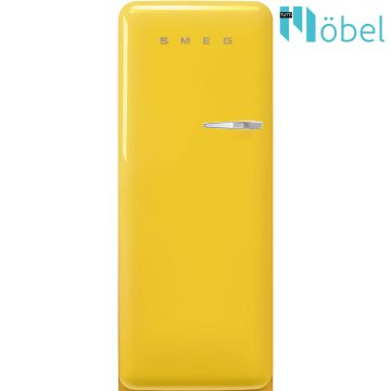   SMEG retro hűtő/fagyasztó, sárga, bal oldali pánt, D energiaosztály