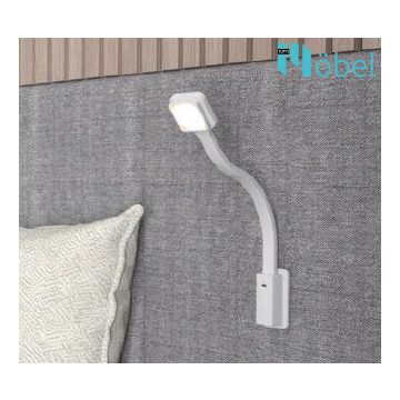  FFLEXI 2Q LED hajlítható karos lámpa, term. fehér, fehér, kapcsolóval, USB-C csatalkozóval