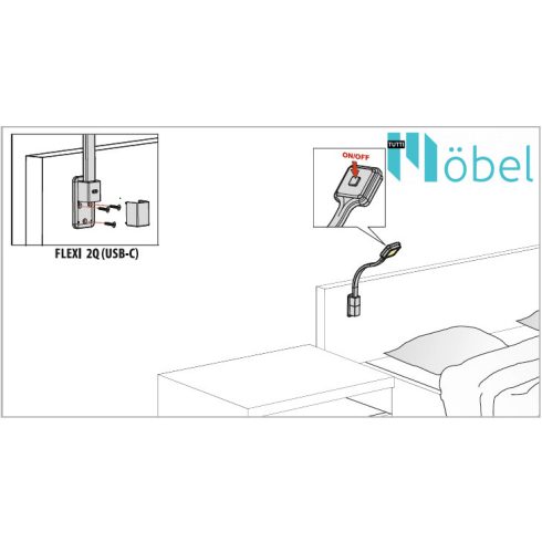FFLEXI 2Q LED hajlítható karos lámpa, term. fehér, fehér, kapcsolóval, USB-C csatalkozóval