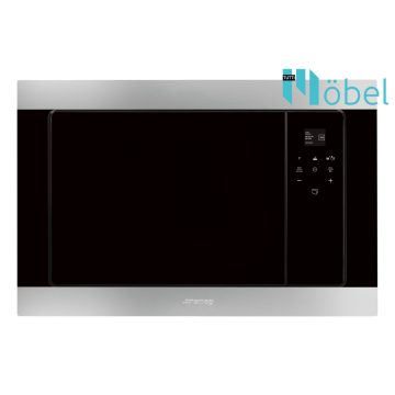   SMEG beépíthető mikrohullámú sütő, full touch-control, 20 l, TFT kijelző, 800 W mikro telj., Classic/Selezione design, inox/fekete üveg