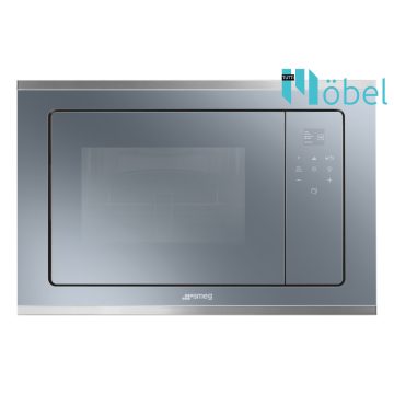   SMEG beépíthető mikrohullámú sütő, 20 l, full touch-control, TFT kijelző, 800 W mikro telj., Classic/Selezione design, Stopsol ezüst üveg
