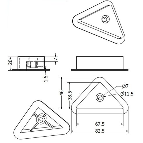 Műanyag háromszög láb