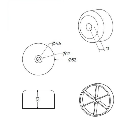 30-as csapos műanyag bútorláb