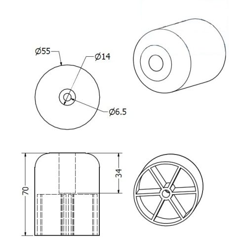 70-es műanyag bútorláb fekete