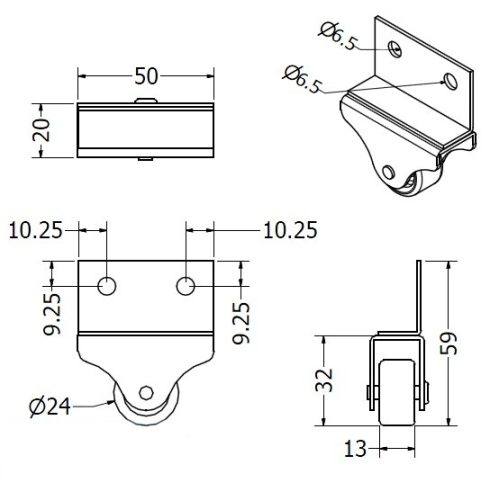 32-es oldallemezes görgő