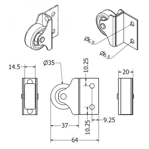 37-es oldallemezes görgő