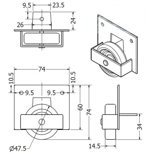 55-ös ablakolt görgő