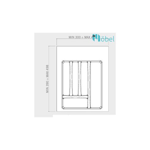Műanyag evőeszköz tartó - Szürke (400 mm)