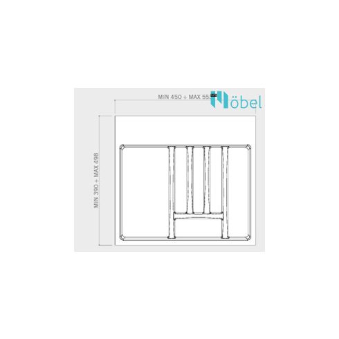 Műanyag evőeszköz tartó - Szürke (600 mm)