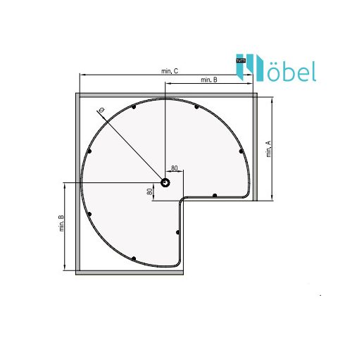 3/4 kiforgó kosár - porszórt (815 mm)