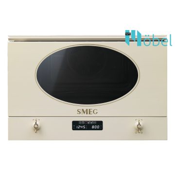   SMEG MIKROHULLÁMÚ SÜTŐ, Colonial design, beépíthető, LED kijelző, 22 liter, 6 funkció, forgótányér nélküli,  bézs, antikolt bronz fogantyú és vezérlőgombok (arany vezérlőgombok mellékelve)