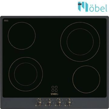   SMEG üvegkerámia főzőlap, 60 cm, 4 zóna, Colonial design, antracit/ bronz