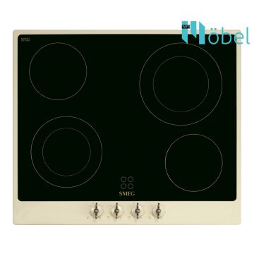   SMEG üvegkerámia főzőlap, 60 cm, 4 zóna, Colonial design, bézs/ bronz