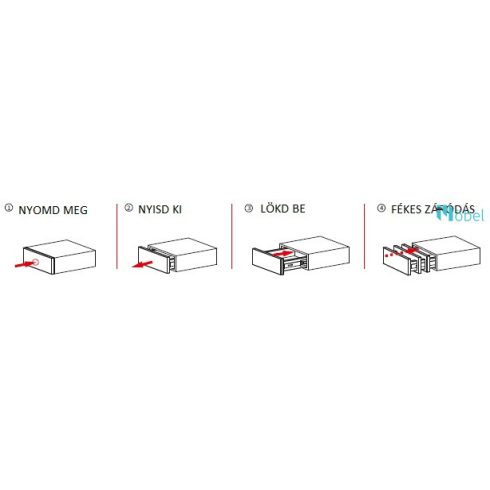 TITAN Fékes & PushOpen, teljes kihúzású, golyós fióksín - 500 mm