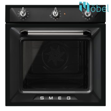   SMEG beépíthető sütő, hőlégkeverés, 3 vezérlőgomb, Victoria design, fekete