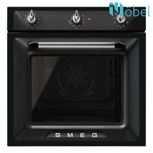 SMEG beépíthető sütő, hőlégkeverés, 3 vezérlőgomb, Victoria design, fekete