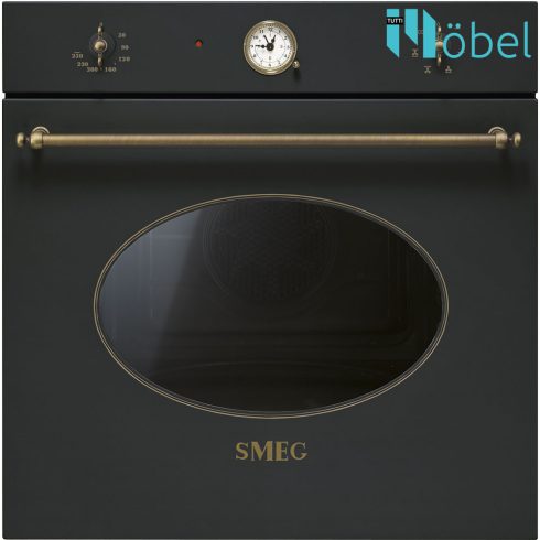 SMEG beépíthető sütő, multifunckiós, analóg óra, Colonial design, antracit/ bronz