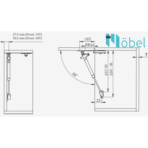 AGV fékes gázteleszkóp felnyíló, 80N, fehér