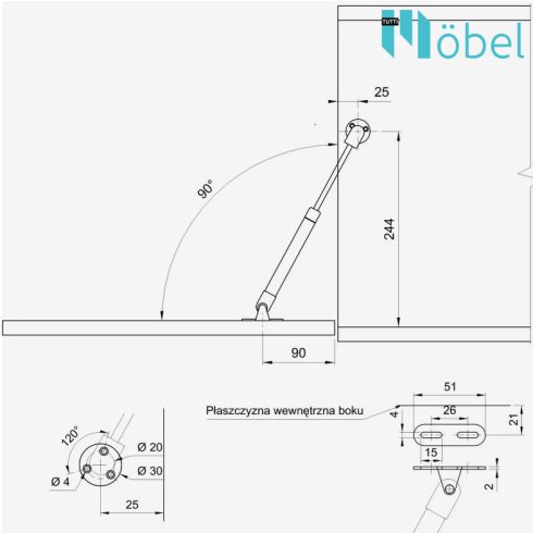 AGV gázteleszkóp lenyíló, 80N