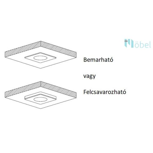 SLL03 LED lámpa, négyzet, fekete, meleg fehér, 3W