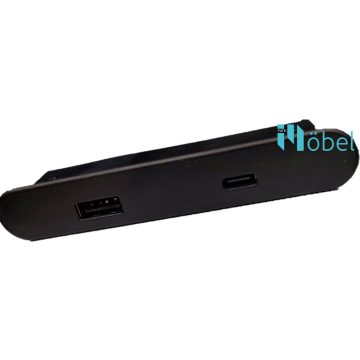   SM-715B ovális, bemarható USB csatlakozó, fekete, 1xUSB-A + 1xUSB-C