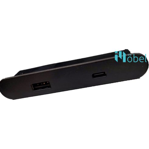 SM-715B ovális, bemarható USB csatlakozó, fekete, 1xUSB-A + 1xUSB-C