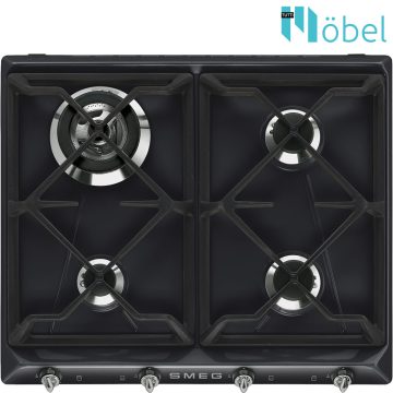   SMEG gáz főzőlap, 60 cm, 4 égő, Victoria  design, fekete