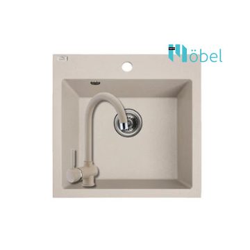   LAVEO mosogató ALENA 490x490 mm + álló csaptelep bézs szett