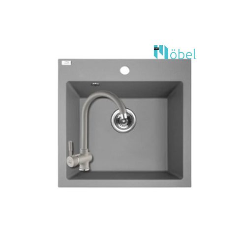 LAVEO mosogató ALENA 490x490 mm + álló csaptelep szürke szett