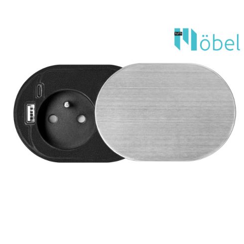 Pultba építhető konnektor, 1× szabványos hálózati aljzat, 1× USB-A, 1× USB-C csatlakozóval, 9042(GS)G