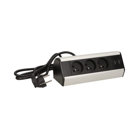 Asztallapra rögzíthető konnektor, USB töltővel