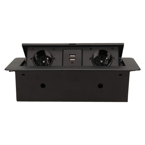 Asztallapba építhető konnektor+ USB - fekete