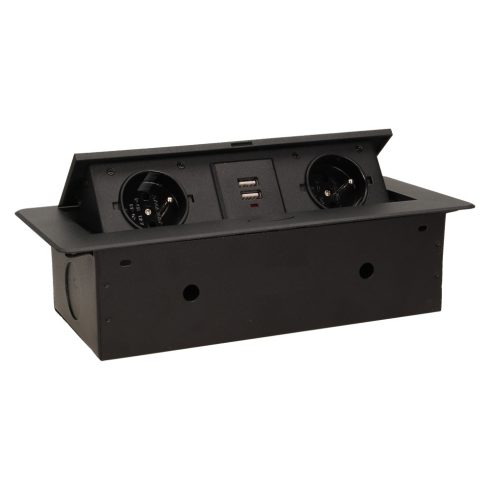 Asztallapba építhető konnektor+ USB - fekete