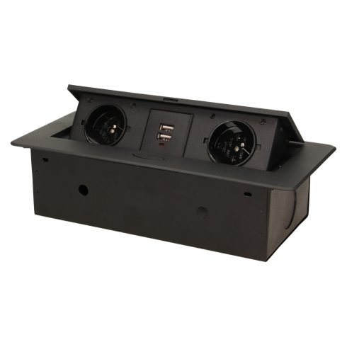 Asztallapba építhető konnektor+ USB - fekete